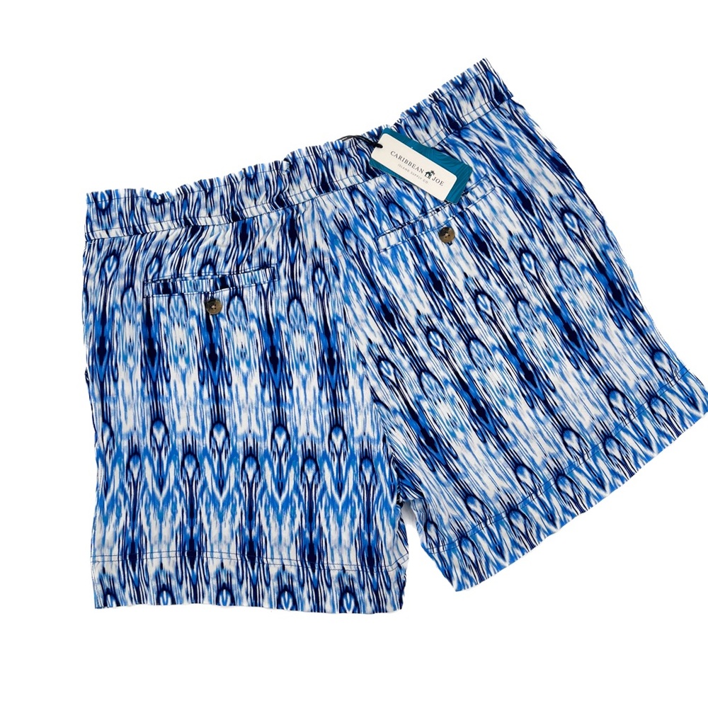 Caribbean Joe Blue Hue Ikat Print Rayon 4-Pocket Shorts Size Large, NWT - Picture 14 of 16